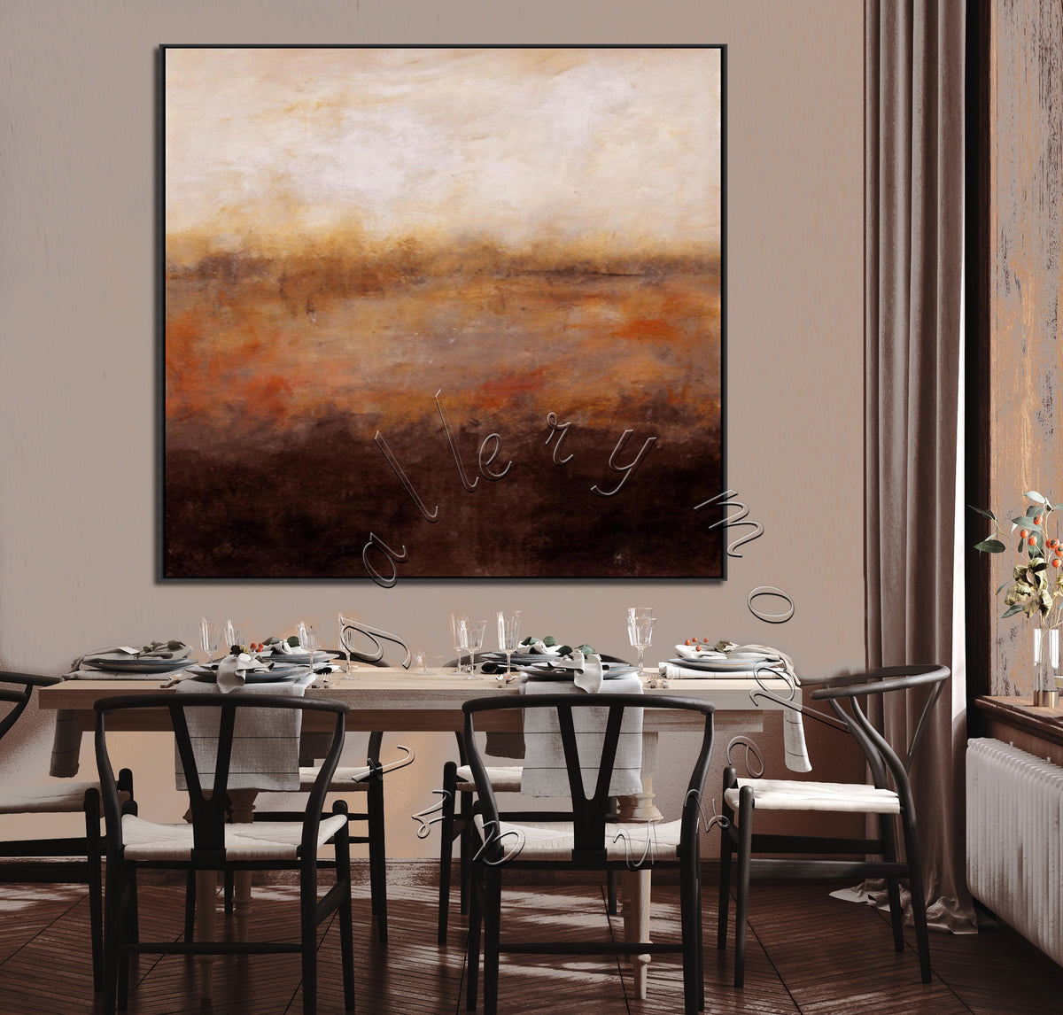&quot;Warm Brown&quot; Landscape Abstract Original Painting on Canvas, Canvas Wall Art