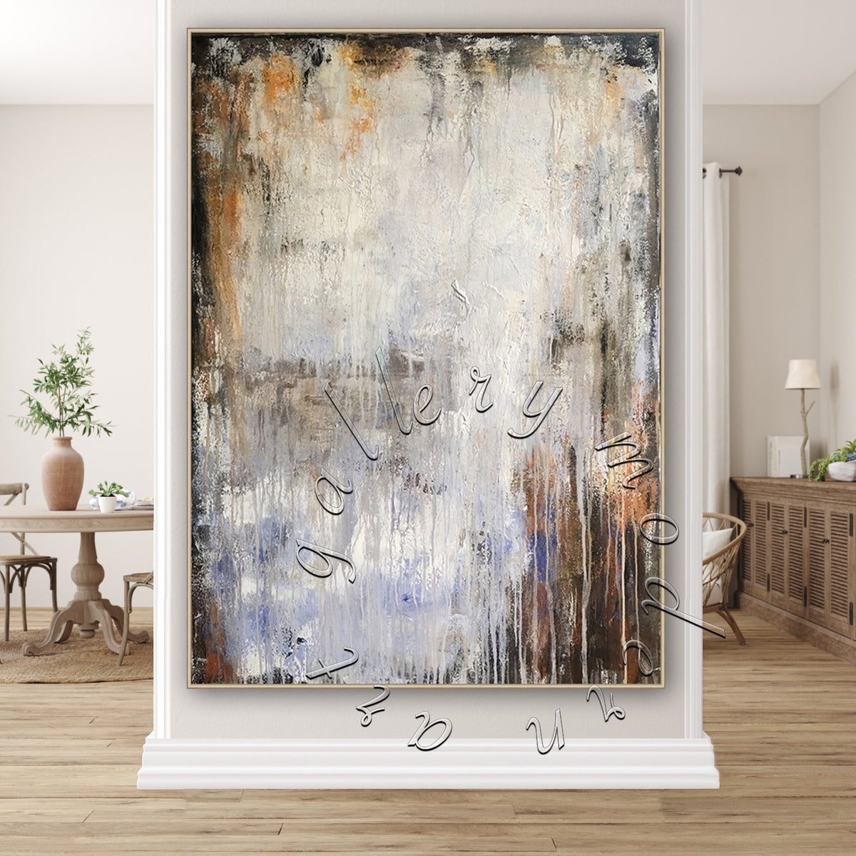 Large Abstract Painting, Beige, Brown Canvas Wall Art