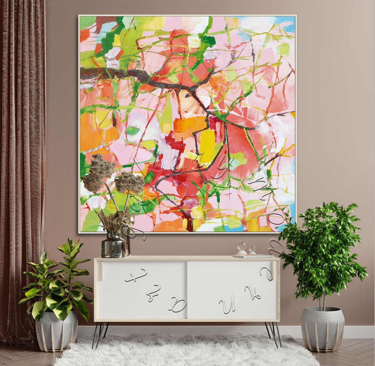 &quot;Spring Colors&quot; Abstract Original Painting, Colorful Canvas Wall Art