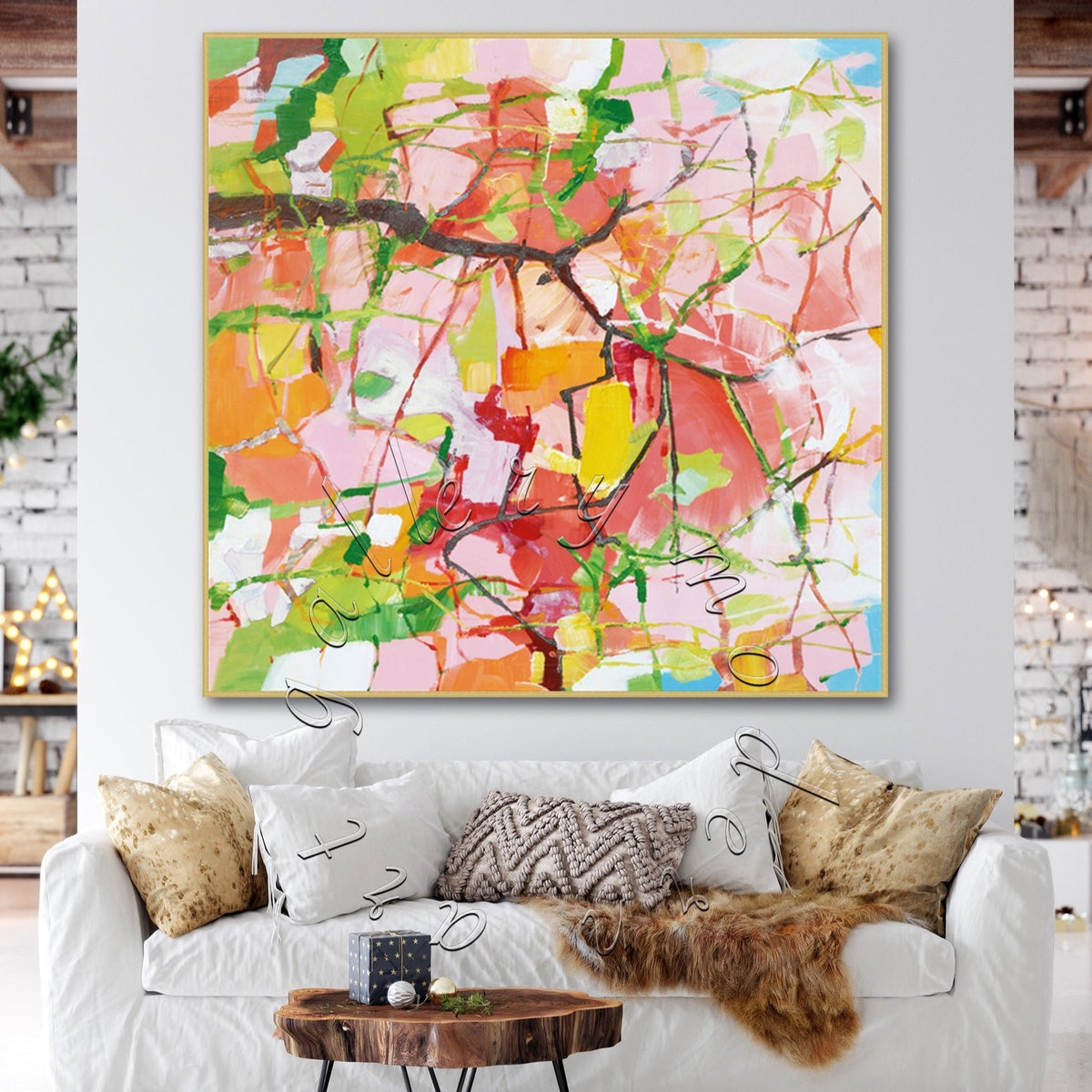 &quot;Spring Colors&quot; Abstract Painting, Original Square Colorful Wall Art