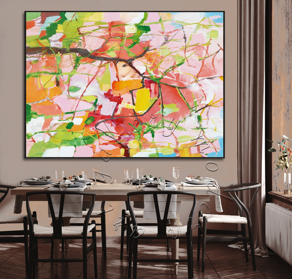 &quot;Spring Colors&quot; Abstract Original Painting, Colorful Canvas Wall Art