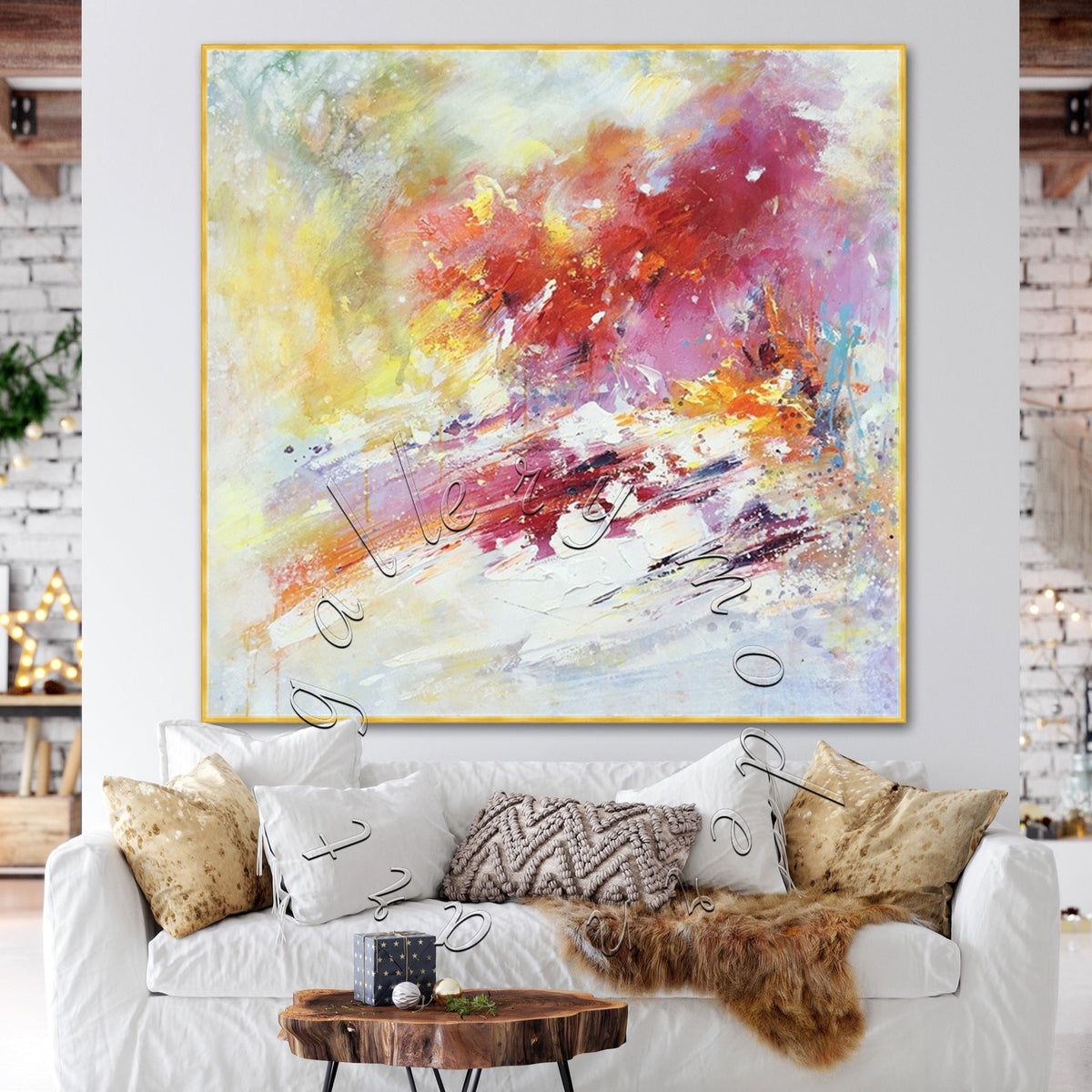 &quot;Bright &amp; Happy&quot; Abstract Canvas Painting, Original Square Wall Art